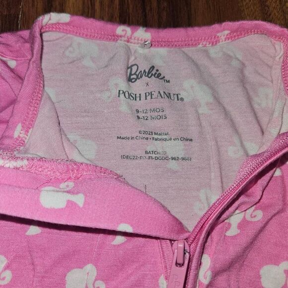 Posh Peanut Pink Barbie Limited Edition Bamboo Short Zipper Romper Baby Size 9-1 - Picture 3 of 4